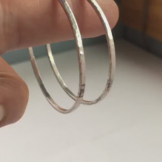 50mm x 2mm 925 sterling silver hoop earrings