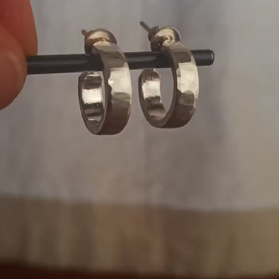 16mm x 4mm small silver hoop earrings
