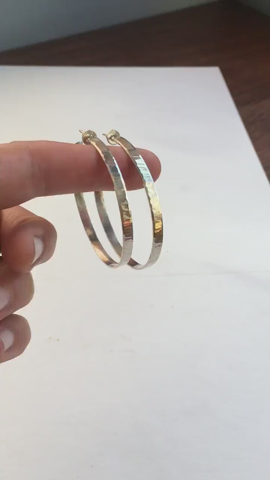 55mm x 5mm large wavy texture silver hoop earrings