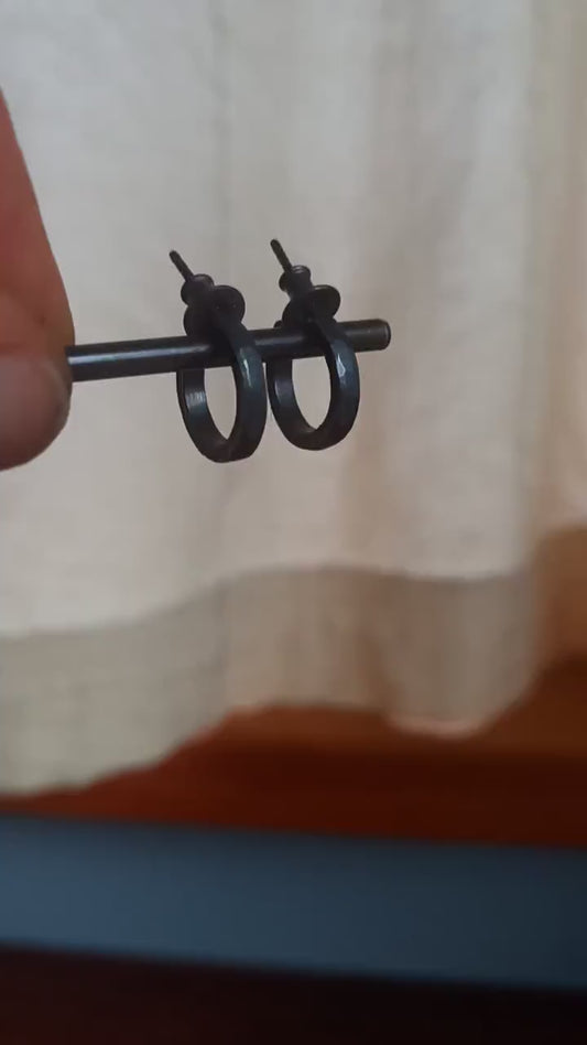 14mm x 2mm black silver hoop earrings