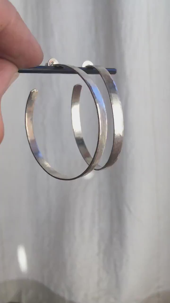 50mm x 5mm large silver hoop earrings