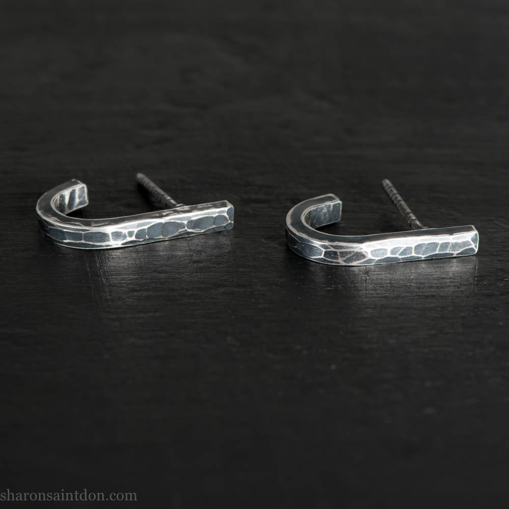 J wrap sterling silver hoop earrings