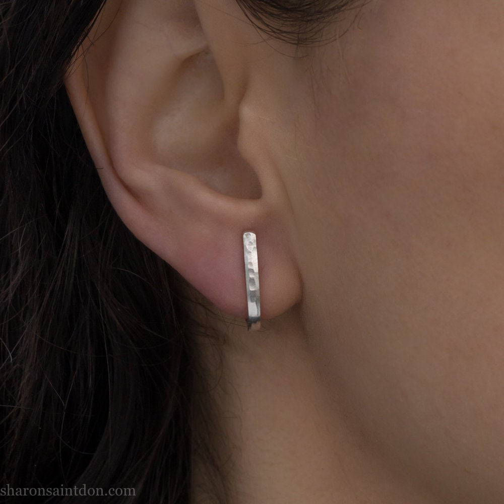 J wrap sterling silver hoop earrings