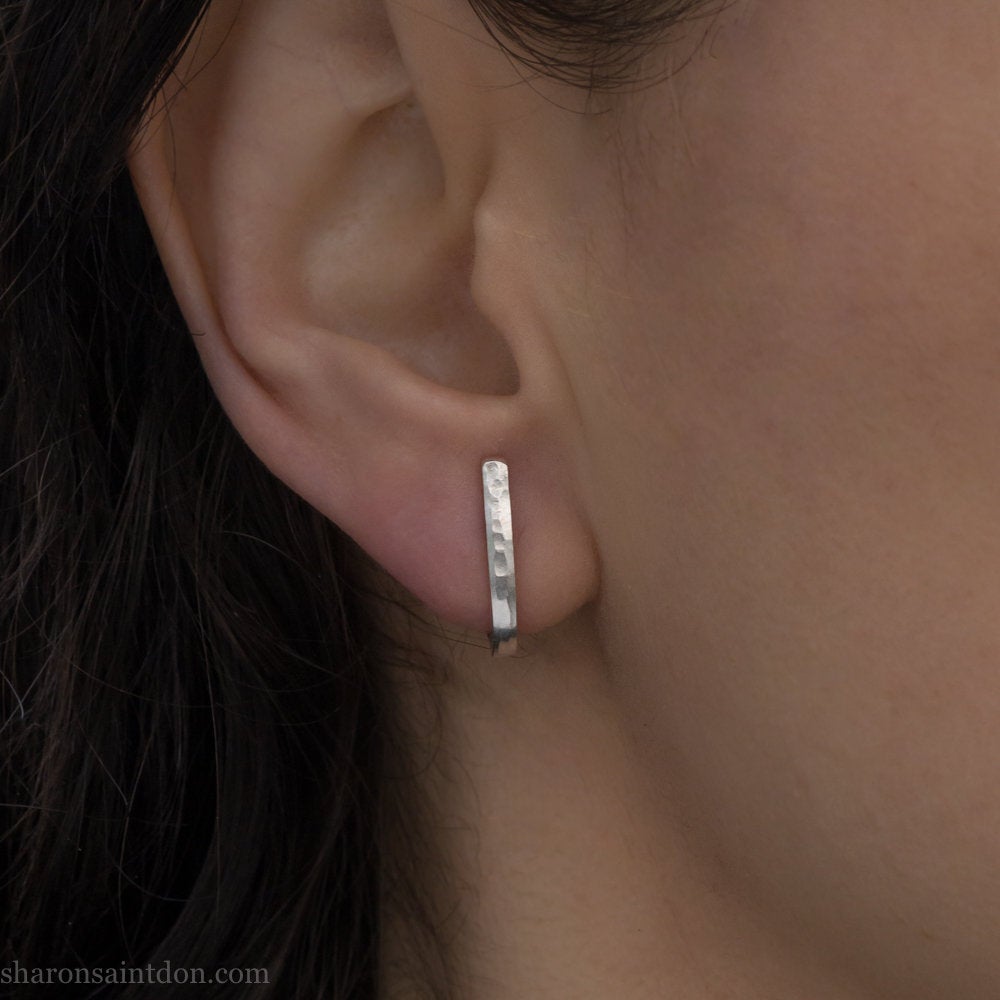 925 Sterling silver earrings, J wrap unique design, shiny