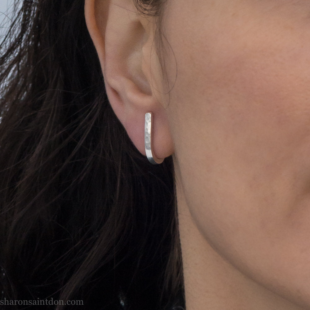J wrap sterling silver hoop earrings