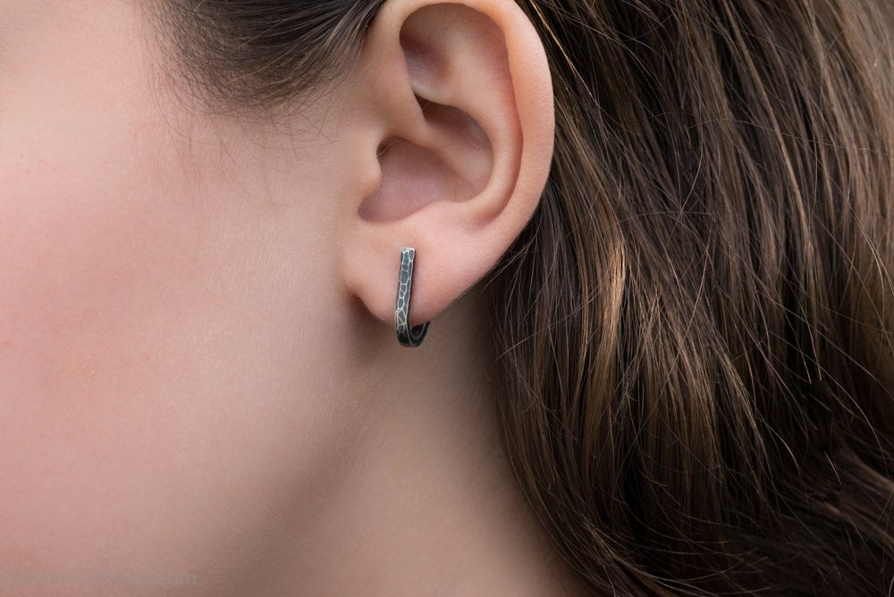 925 Sterling silver earrings, J wrap unique design, antique finish