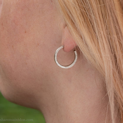 18x3 mm Solid 925 Sterling Silver Hoop Earrings