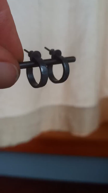 14 x 3mm 925 sterling silver hoop earrings, oxidized black