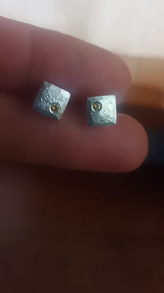 Lab grown golden yellow topaz stud earrings