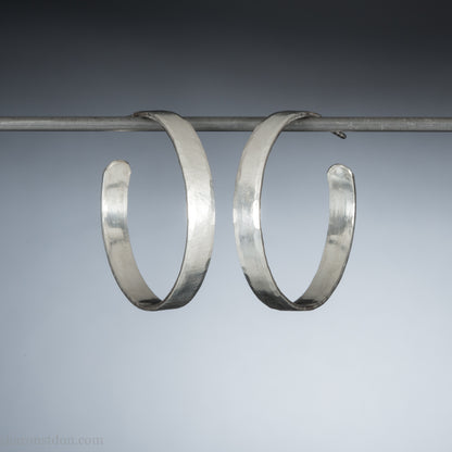 30x4mm Solid 925 Sterling Silver Hoop Earrings