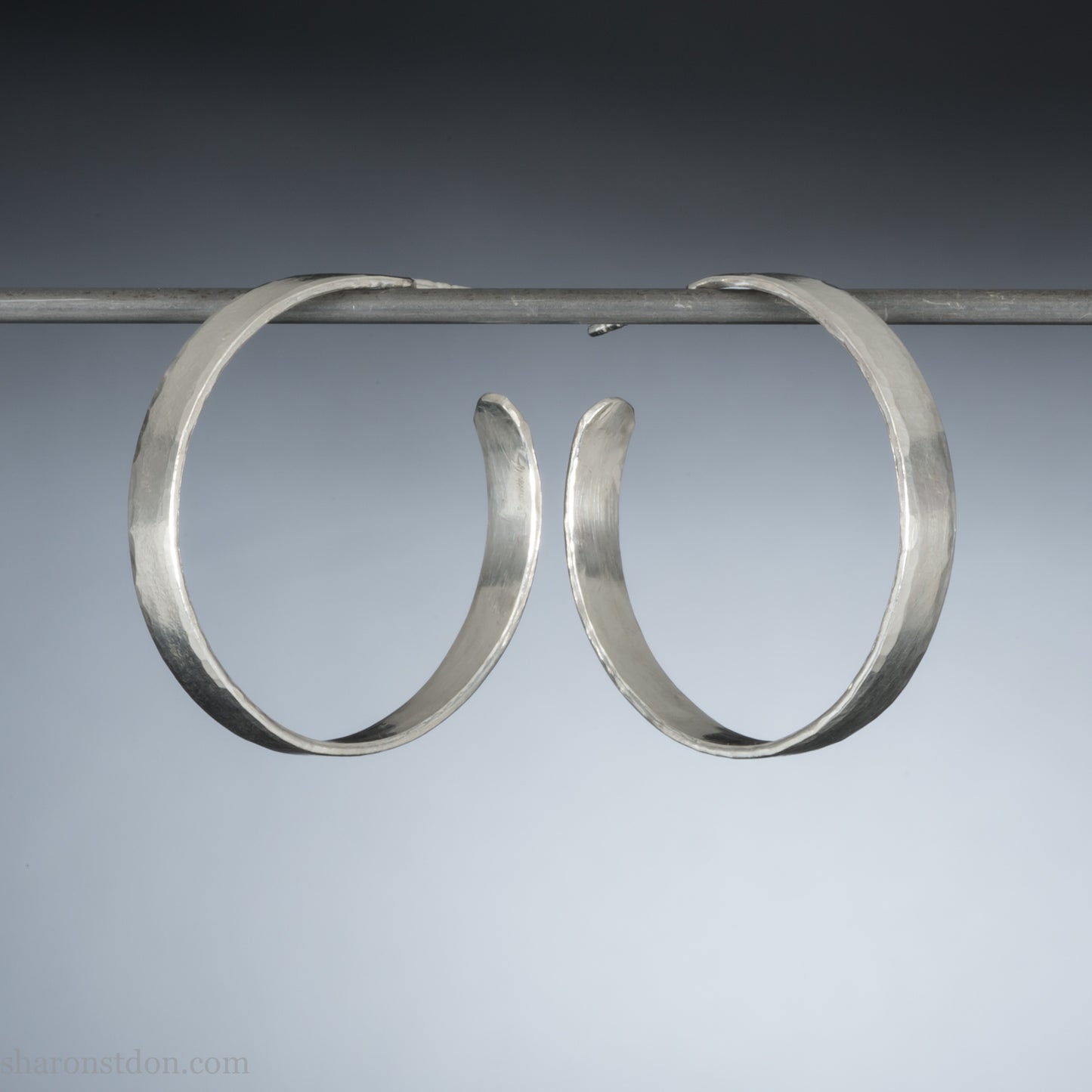 Solid 925 Sterling Silver Hoop Earrings | Handcrafted since 1998 | Brushed Matte Shiny | 30mm