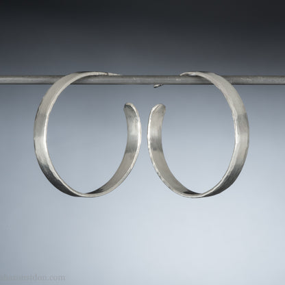 30x4mm Solid 925 Sterling Silver Hoop Earrings