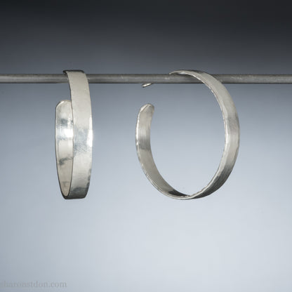 30x4mm Solid 925 Sterling Silver Hoop Earrings