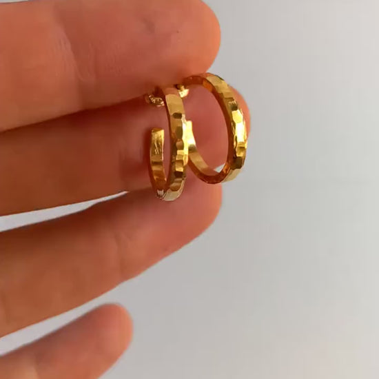 14mm x 2mm 18k gold hoop earrings