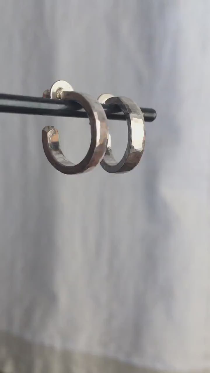 16mm x 3mm silver hoop earrings