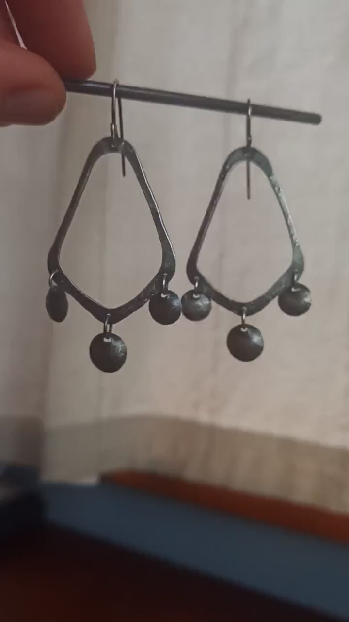 Long chandelier dangle earrings, sterling silver