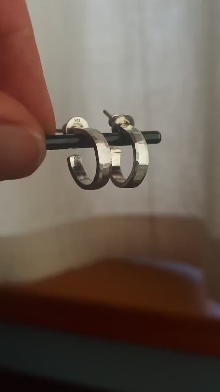 14mm x 3mm small solid 925 sterling silver hoop earrings
