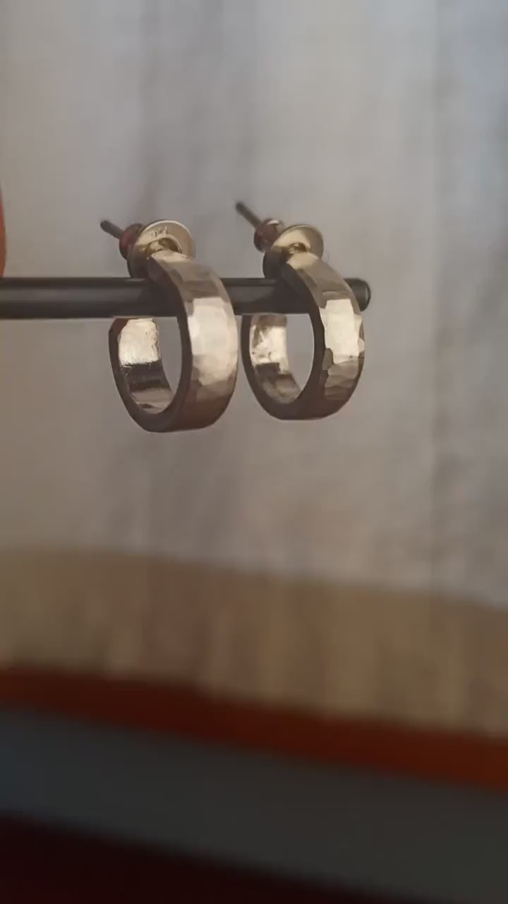 14mm x 4mm small solid 925 sterling silver hoop earrings