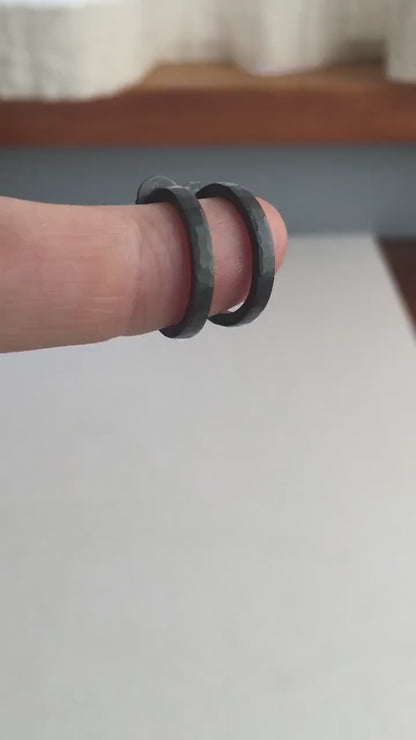 18mm x 2mm small black silver hoop earrings