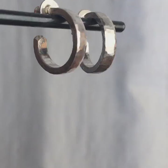16mm x 3mm small solid 925 sterling silver hoop earrings