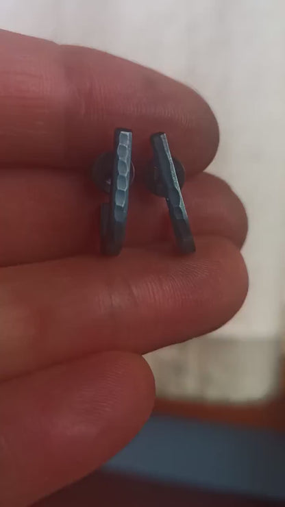 Small wrap hoop earrings, oxidized black silver