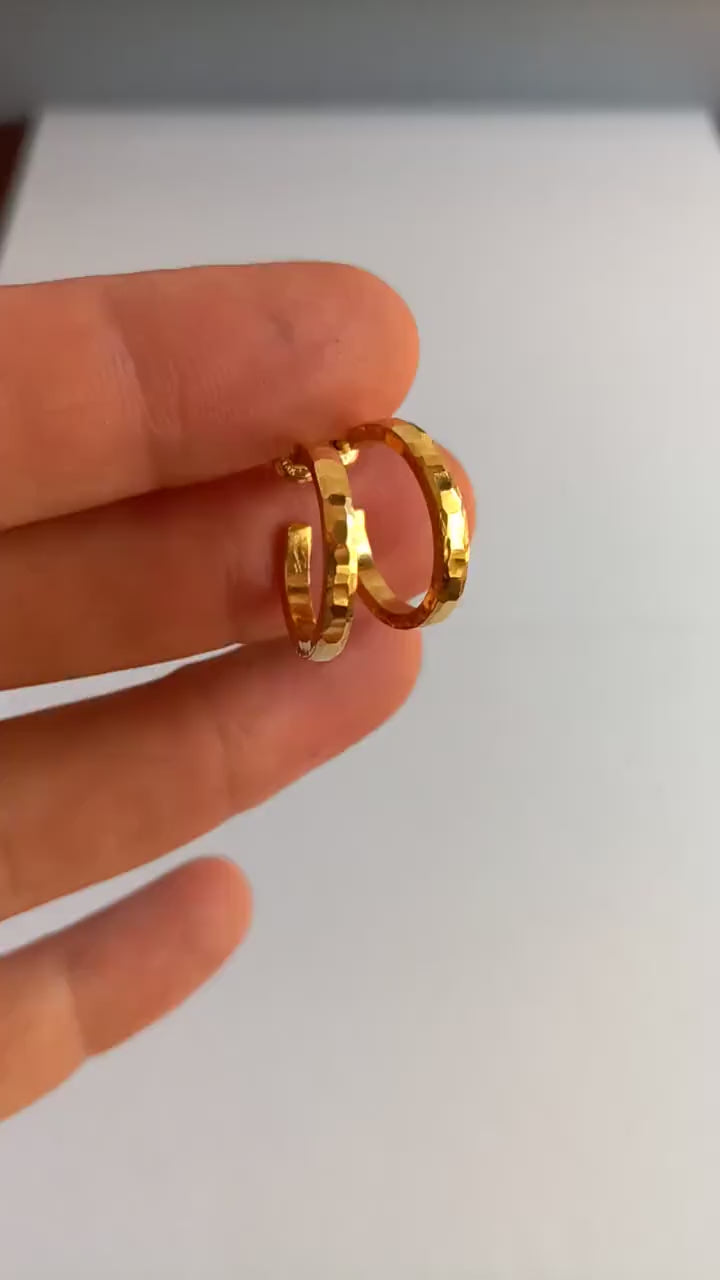 14mm x 2mm 14k gold hoop earrings