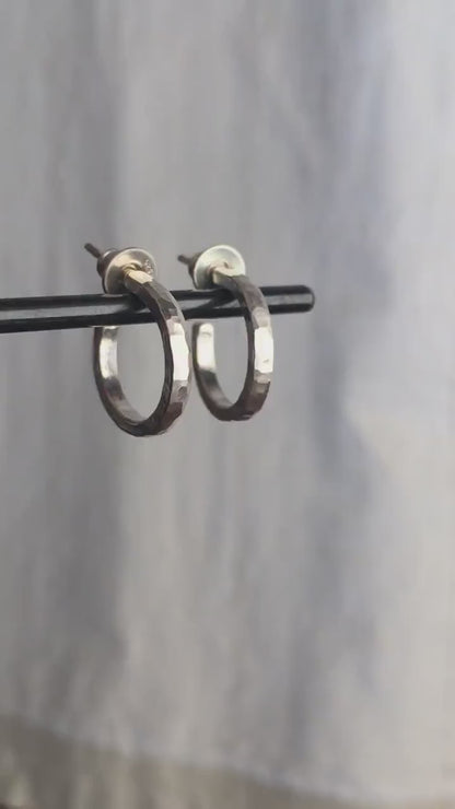 16mm x 2mm small silver hoop earrings