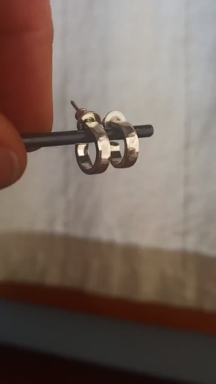 12mm x 3mm small silver hoop earrings