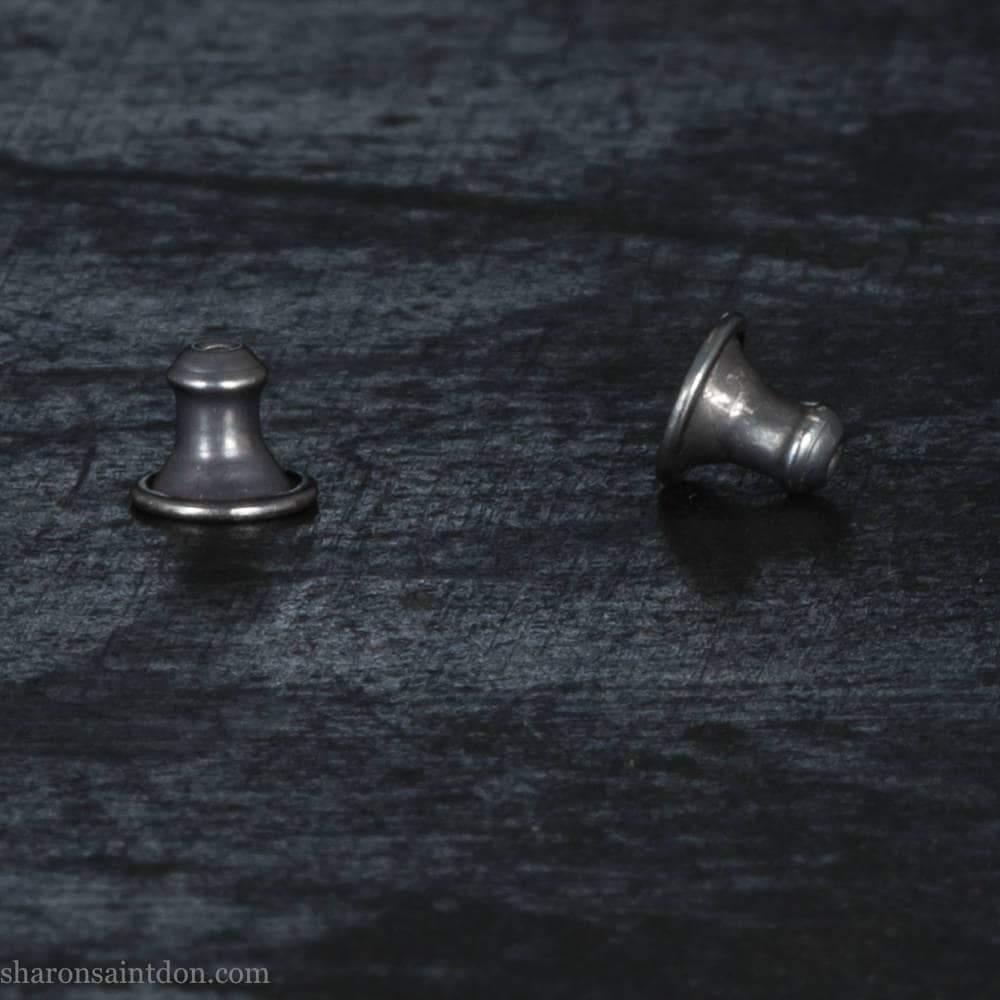 3 point teardrop 925 sterling silver hoop earrings, oxidized black.