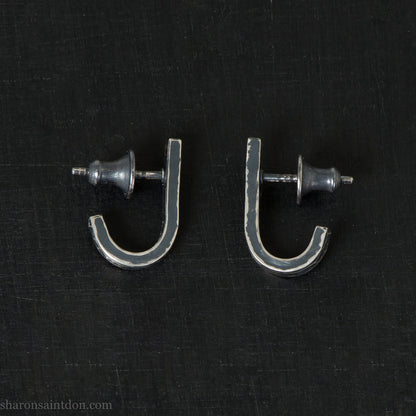 Small Sterling Silver Huggie Hoop Earrings – Dark Antique J-Wrap