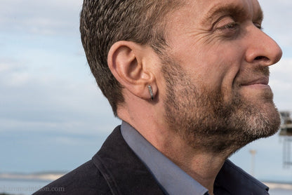 925 Sterling silver earrings, J wrap unique design, antiqued.