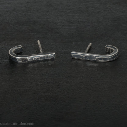 Small Sterling Silver Huggie Hoop Earrings – Dark Antique J-Wrap