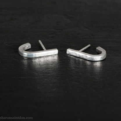 925 Sterling silver earrings, J wrap unique design, shiny.