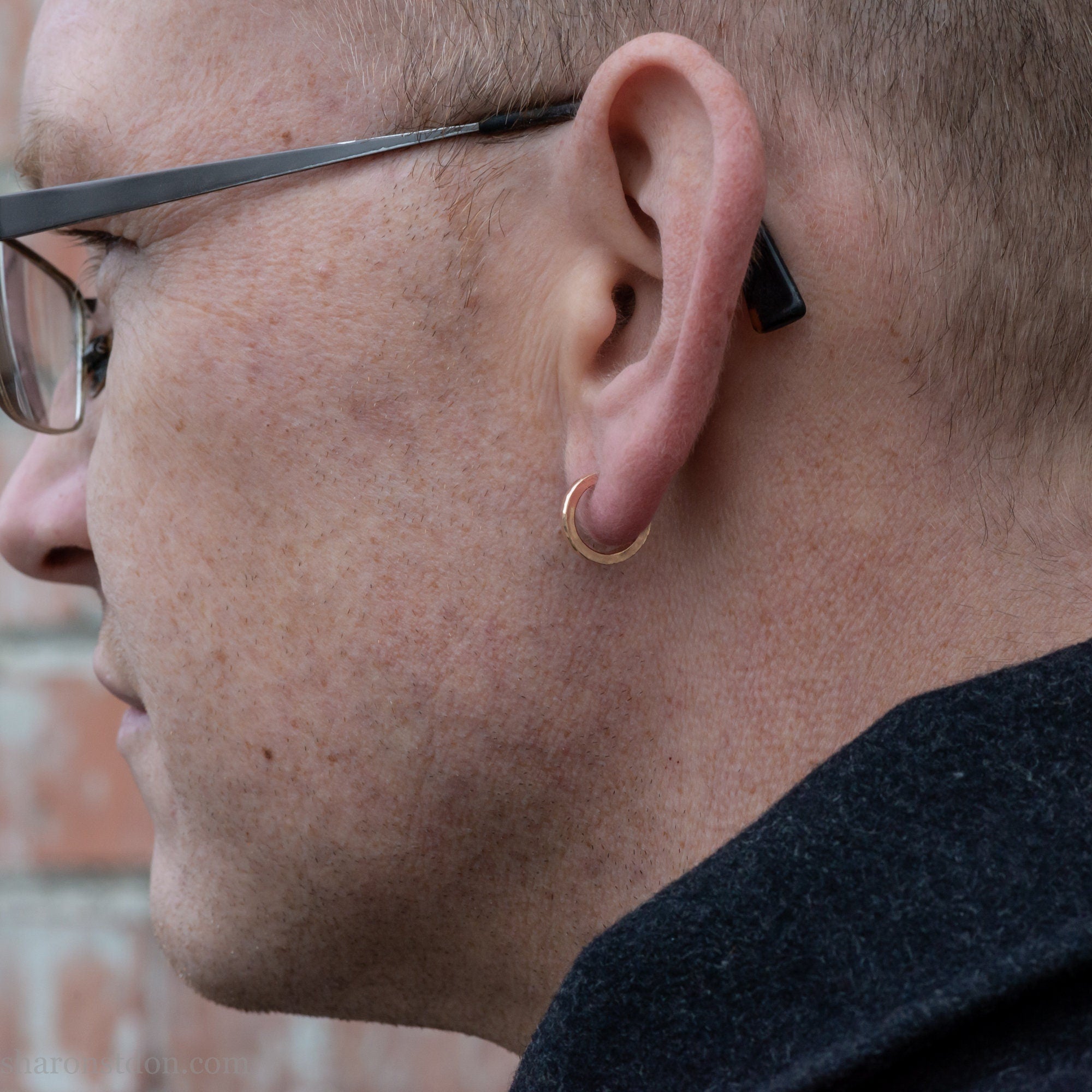 18k Gold Plated Male Earring Thin Hoop – Code Earrings For Man