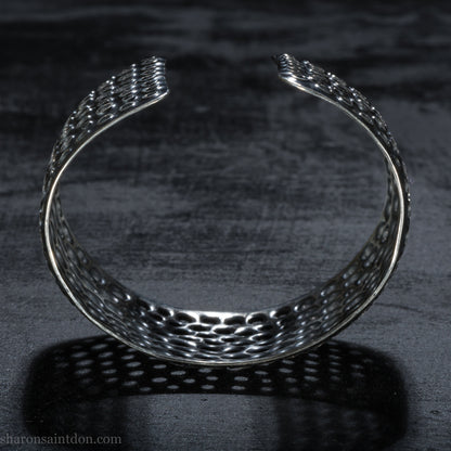 Sterling Silver Cuff - Large Handmade Bracelet With Oxidized Finish