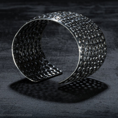 Sterling Silver Cuff - Large Handmade Bracelet With Oxidized Finish