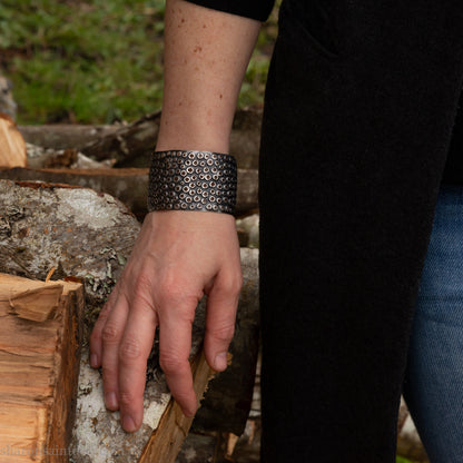 Sterling Silver Cuff - Large Handmade Bracelet With Oxidized Finish
