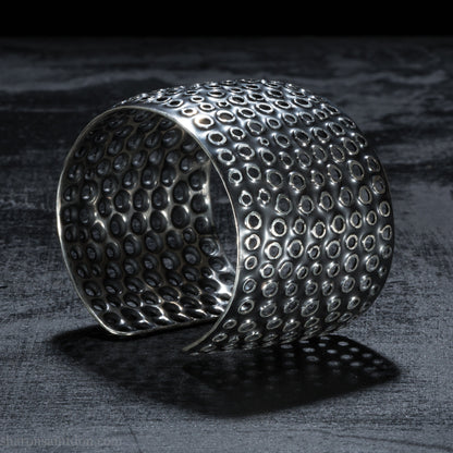Sterling Silver Cuff - Large Handmade Bracelet With Oxidized Finish