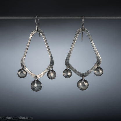 925 sterling silver handmade earrings for women. Comfortable, lightweight, chandelier dangle earrings with ear wire hooks.