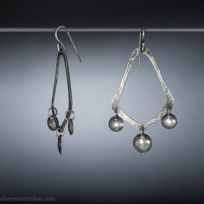 925 sterling silver handmade earrings for women. Comfortable, lightweight, chandelier dangle earrings with ear wire hooks.