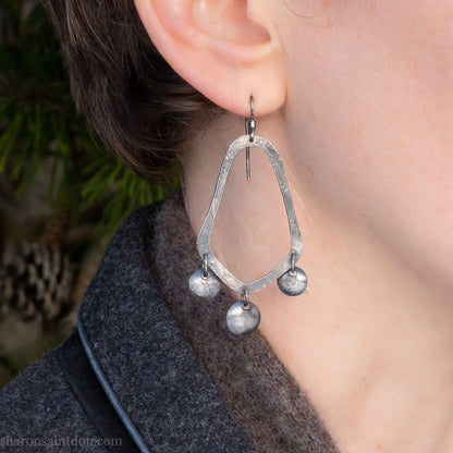 925 sterling silver handmade earrings for women. Comfortable, lightweight, chandelier dangle earrings with ear wire hooks.