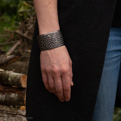 Sterling Silver Cuff - Large Handmade Bracelet With Oxidized Finish